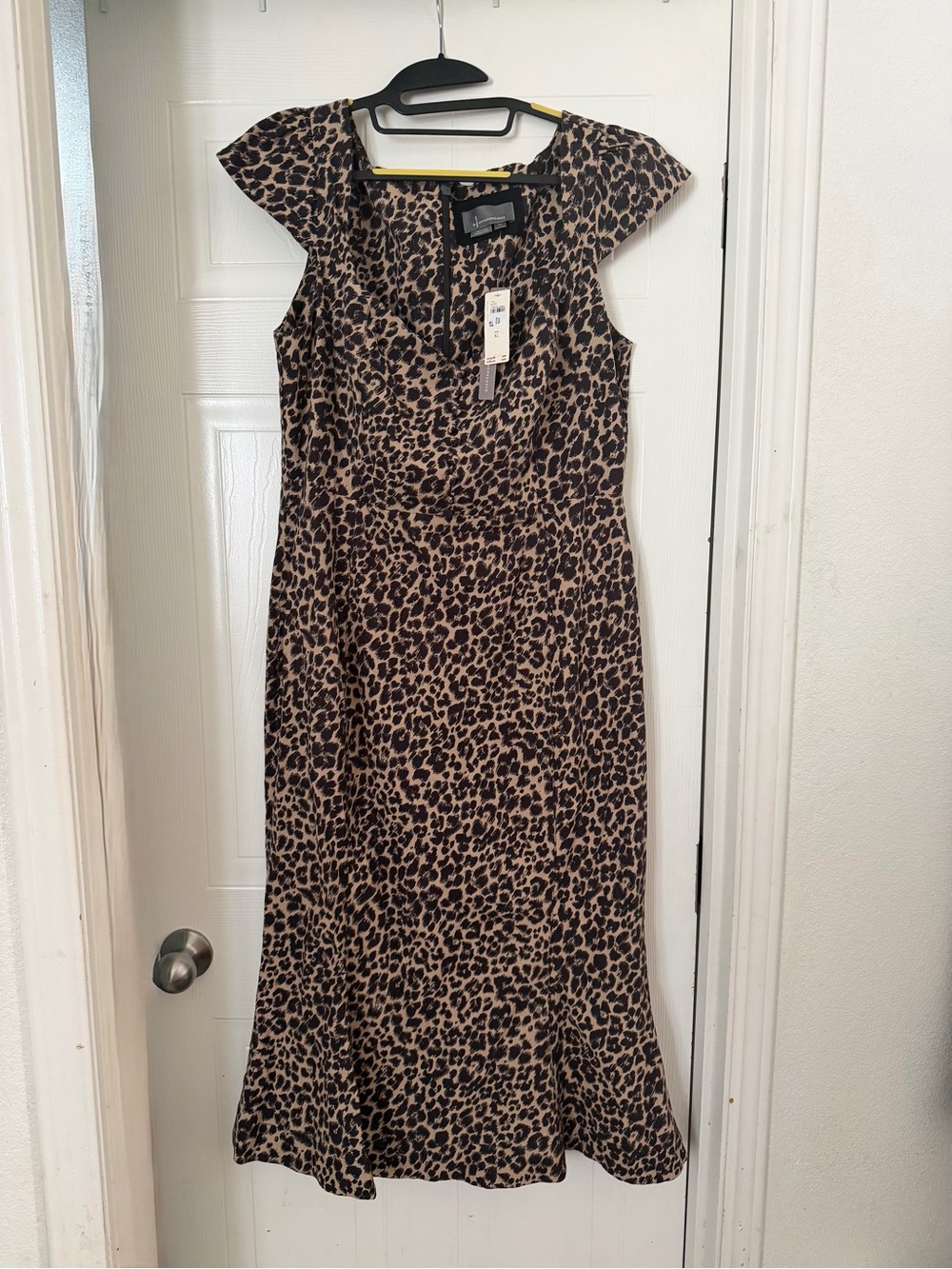 Anthropologie Leopard Print Midi Dress - Brown, Black NWT